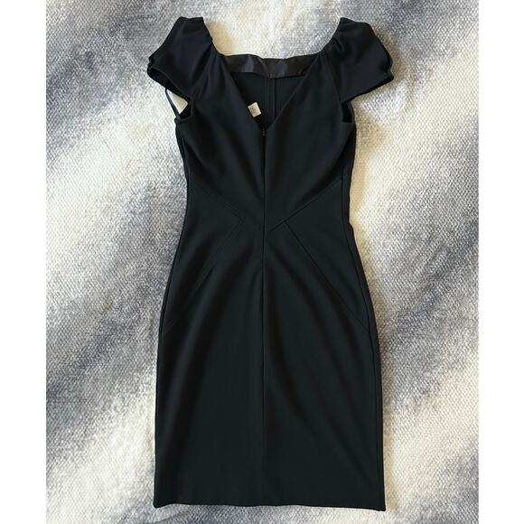 Diane Von Furstenberg Cap Sleeve Helen Midi V Neck Back Black Dress Size 6 Small - Picture 2 of 14